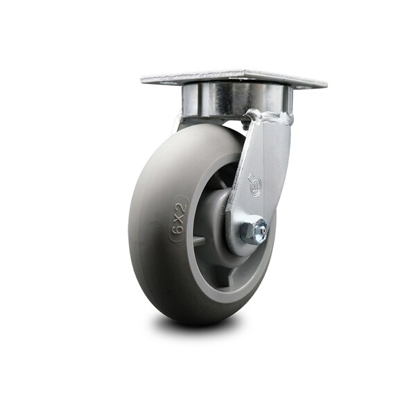 6 Inch Kingpinless Thermoplastic Rubber Wheel Swivel Top Plate Caster SCC